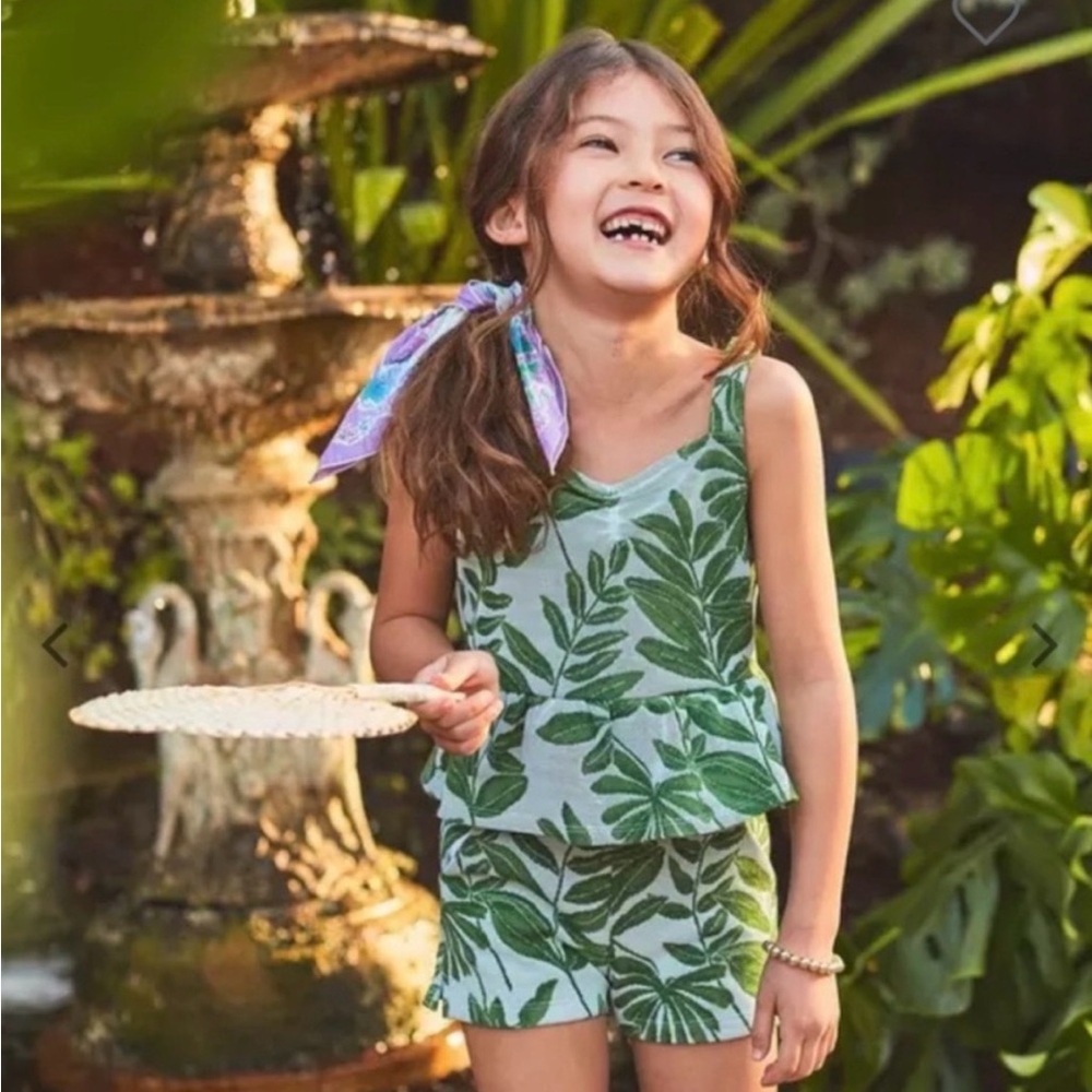Janie and Jack Girls Green Leaf Set size 8
